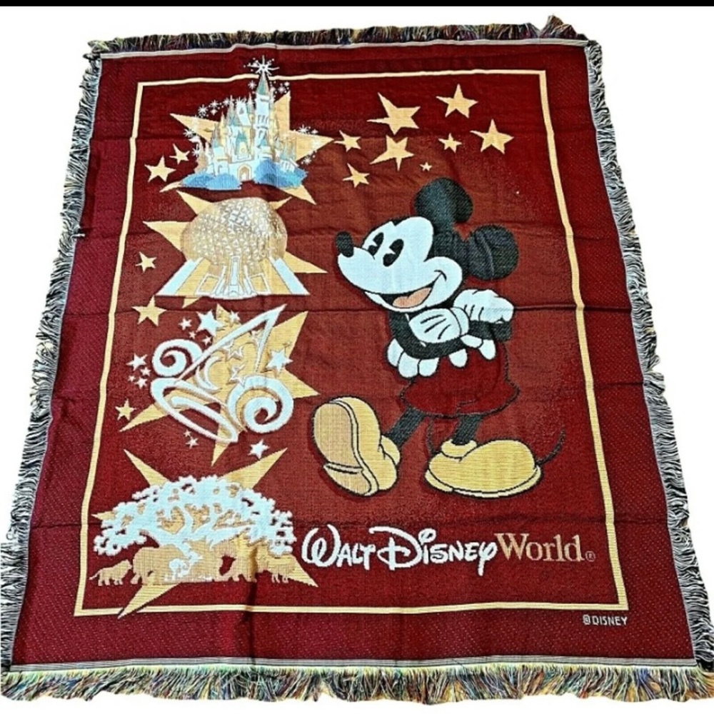 Vintage Walt Disney World Mickey Mouse Tapestry Throw Blanket